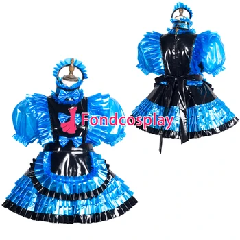 Sissy stuepige pvc kjole aflåselige Uniform cosplay kostume Skræddersyet[G3770]