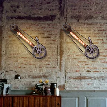 Smedejern væglampe loft vintage vandrør gear bar cykel kæde cykel