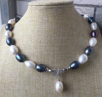 Smukke 14-15mm south sea barok-flerfarvet perle halskæde vedhæng 18inch