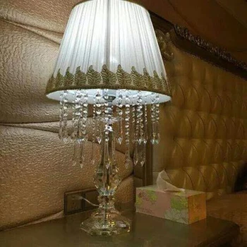 Smukt design krystal tabel lys kids room lampe AC110v 220v glansmetalpræparater sengelamper
