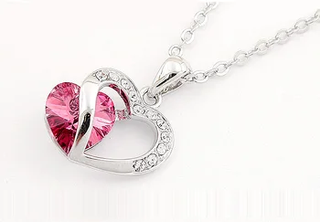 SPCLUB Sølvfarvet Kæde Hjerte Krystal Fra Swarovski Vedhæng til Valentine ' s Day Gave, som Elsker Mode Smykker