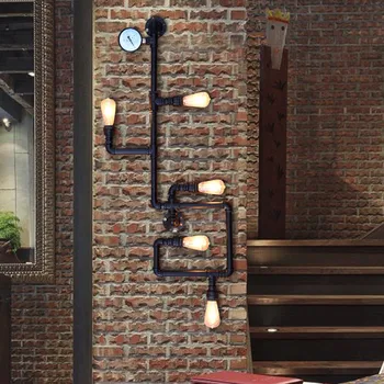 Steam punk-Loft-Industriel strygejern rust vandrør retro væg lampe sconce væglampe E27 LED til stue, soveværelse bar cafe