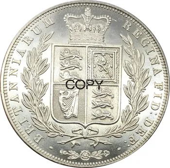 Storbritannien 1/2 Crown 1844 Victoria unge hoved Cupronickel Forgyldt Sølv Kopi Mønt