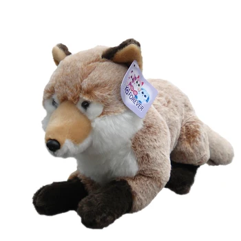Søde bløde liggende fox toy høj kvalitet brun ræv dukke gave om 30cm