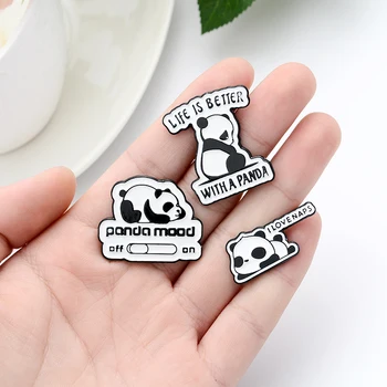 Søde Panda Samling Blød Emalje Pin-Badge Meme Citerer Breve Tegnefilm Dyr Brocher til Kvinder, Mænd Rygsæk Pins Smykker Gave