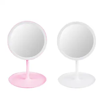 Tabel Mirror Mirror Lampe LED-Oplyste Spejle 90 ° Rotation Badeværelse Skønhed Kosmetiske Gave Makeup Spejle Lysende Runde