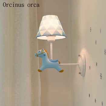 Tegnefilm kreative pony væglampe korridor dreng pige soveværelse børneværelse sengelampe Amerikansk have dyr harpiks væglampe