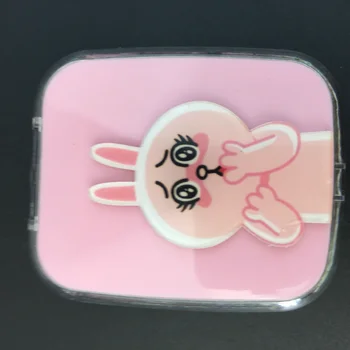 Tegneserie bunny dekoration kontaktlinse sag fashion Square Med spejl/pincet/flaske Rejse bære Pink