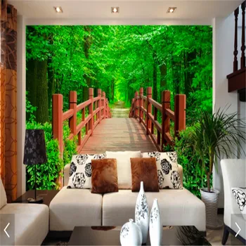 Tilpasset 3d-foto tapet naturpark træbro have liggende i baggrunden tapet til stuen, soveværelset home decor