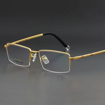 Titanium Optiske Briller Ramme Vintage Retro Halvdelen Rim Klare Briller Mænd Nærsynethed Brillestel Recept Briller Oculos