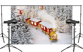 Udsøgt snefnug baggrunden Røde tog med røg Røg langs Bane Kører Festivaler Studio Baggrund 150x220cm jul