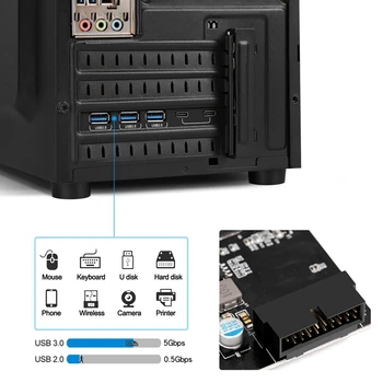 ULS-5100 5-Port PCI-E udvidelseskort USB3.0 3-Port+Type-C 2-Port+20PIN Slot