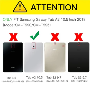 Ultra Slim Trifold Smart Stå Dække Auto Sleep/Wake til Samsung Galaxy Tab EN 10.5 2018 SM-T590(Wi-Fi) / SM-T595(LTE) Tablet