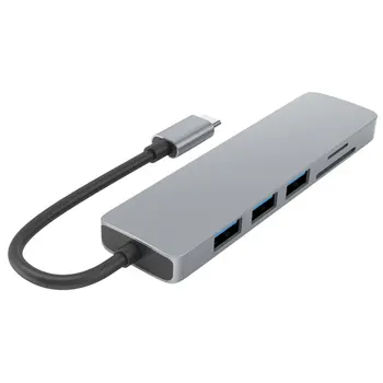 USB-3.1 Type-C-Hub Til HDMI-kompatibel Adapter 4K Thunderbolt 3 USB-C-Hub Med Hub 3.0 TF SD Læser Slot for misligholdelse (PD) Til Macbook Pro / Air