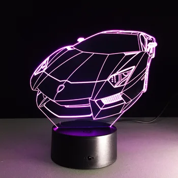 USB-Lampe 3D cool Car Form Små Night Light Nyhed Led 3D Visuelle Touch-Knappen Lightings 7 Farve lamparas Hjem Dekorationer