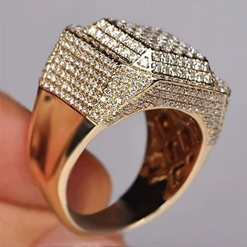 USTAR Vintage-Pladsen finger Mænd Ringe fuld brolagt med CZ sten guld erklæring ringe til mænd, smykker mandlige anel part gaver størrelse 7,8,9,10,11,12