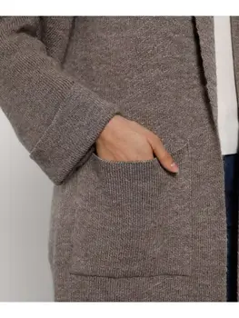 V-hals Sweater Cardigan Lomme Detaljer Maxi ærmelængde Muslimske Kvinder Overtøj til Vinter Oversize Lave Toppe 2021 Vinter Street Fa