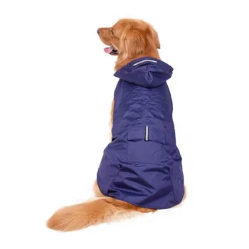 Vandtæt Dog Regnjakke Hoodie Justerbar Hvalp Regn Frakke Med Tape Kappe Kostumer Tøj til Hunde Regenmantel En