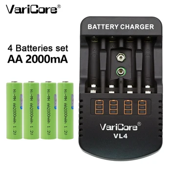 VariCore AA 2000mah 1,2 V NiMH-batterier for robot-fjernbetjening legetøj medicinsk udstyr produkter+VariCore VL4 Oplader