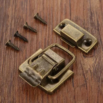 Vintage Metal Lås Haspe Antik Bronze Lås Låsen Skifte Spænde 30*36mm smykkeskrin Tilfælde Møbler Hardware-Kuffert m/skruer