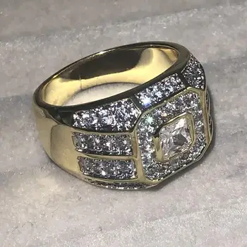Vintage Rigtig Solid 925 Sterling sølv & GULD Ringe til Mænd, KVINDER Bryllup Smykker Luksus 2ct Simuleret Diamant finger Ring set