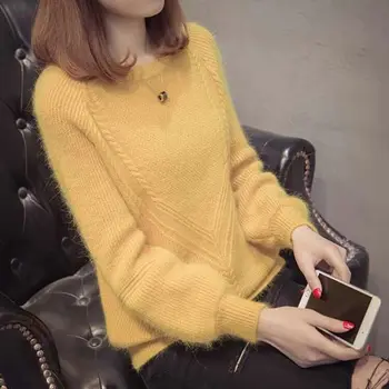 Vinter halv-høj krave plus sweater kvinder koreanske version runde krave til kvinder stel hoved langærmet studerende bunden shirt