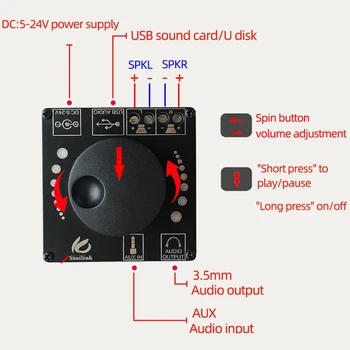 XY-AP50L Mini Bluetooth 5.0 50 W+50 W Wireless o-Power Digital Forstærker yrelsen Stereo Amp 3,5 MM AUX-USB-APP