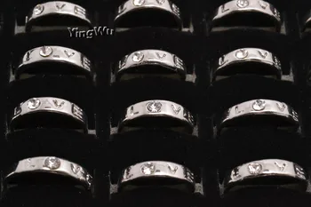 Yingwu 20pcs Masse Udsøgt Rhinestone Krystal Ringe Til Kvinder Sølv Kærlighed Ringe Erklæring Finger Ringe Gave Engros