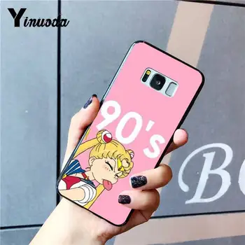 Yinuoda Søde Sailor Moon Sort Soft Shell Telefonens Cover til Samsung Galaxy S8 S7 kant S6 kant plus S5 S9plus sag