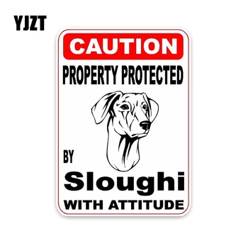 YJZT 10*14.2 CM Ejendom, der Beskyttes Af Sloughi Dog Bil Dekoration PVC Bil Mærkat Mærkat C1-4510